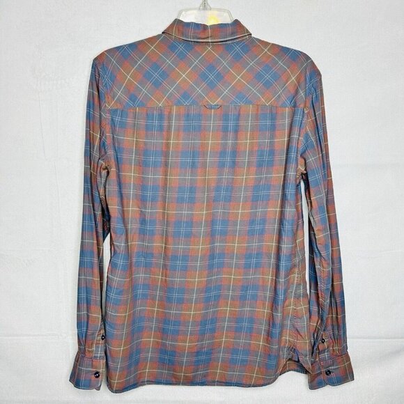 ALL SAINTS Men's Button-Down Matheson Shirt Sz S Muted Plaid Blue Pink Stretch - Picture 5 of 7